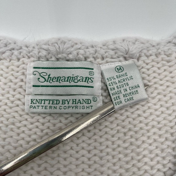 Vtg Shenanigans Sz Medium Hand Knitted Floral Sweater Cottage Grandma 80s 90s - Picture 5 of 14